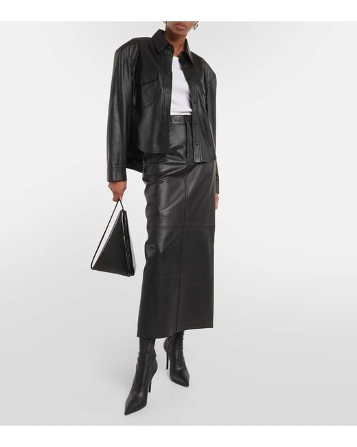 Wardrobe NYC Black Back-Slit Leather Maxi Skirt