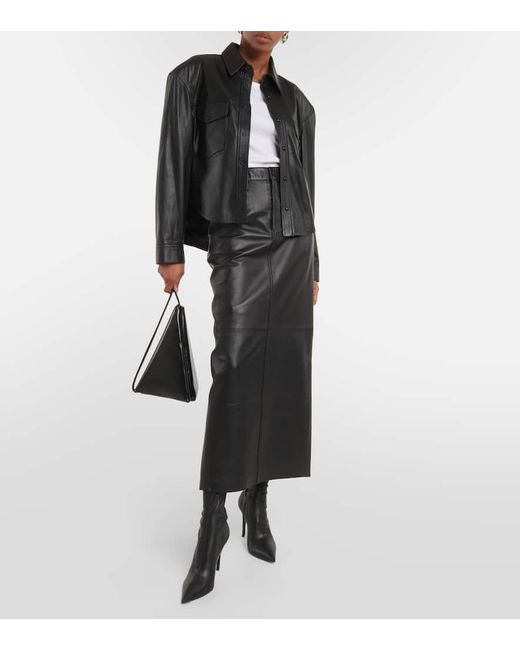 Wardrobe NYC Black Back-slit Leather Maxi Skirt