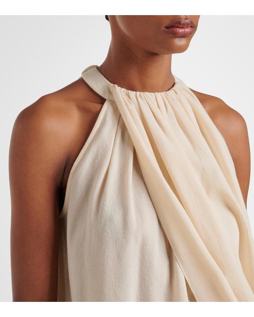J.W. Anderson Natural Draped Wool-Blend Top