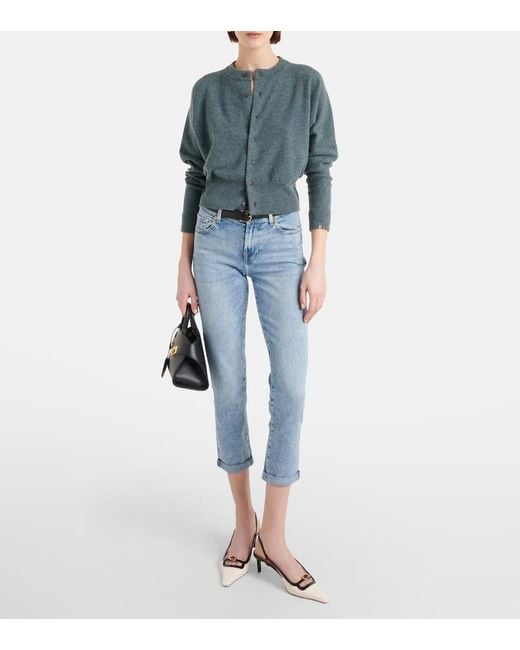 7 For All Mankind Blue Mid-Rise Slim Jeans Josefina