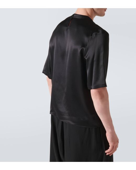 T-shirt en soie Saint Laurent pour homme en coloris Black