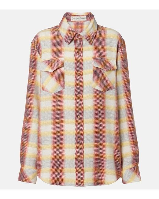 God's True Cashmere Pink Rose Blume Cashmere Shirt With Sunstone