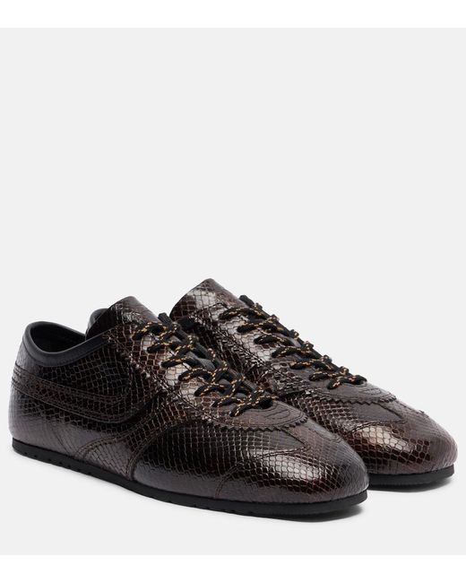 Dries Van Noten Brown Croc-Effect Leather Sneakers