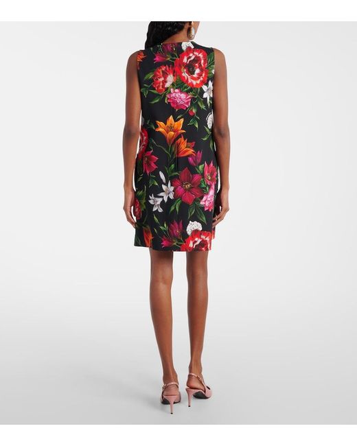 Dolce & Gabbana Red Floral-Print Jersey Mini Dress