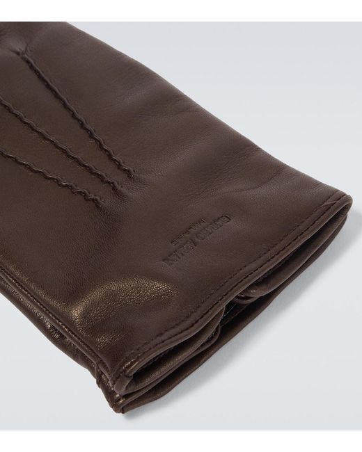 Giorgio Armani Brown Cashmere-Lined Leather Gloves for men