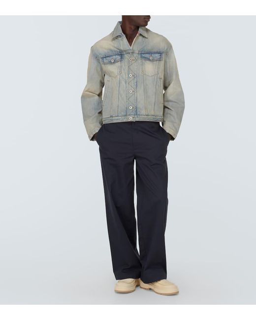 KENZO Gray Drawn Varsity Embroidered Denim Jacket for men
