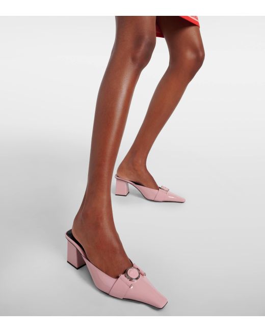 Versace Pink Medusa Patent Leather Mules