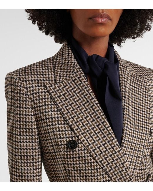 Max Mara Brown Houndstooth Double-Breasted Blazer