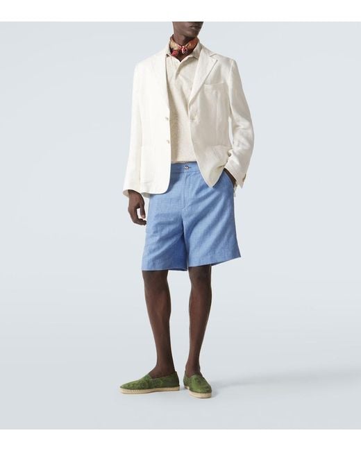 Etro Green Paisley Gabardine Espadrilles for men