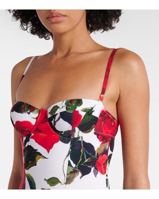 Dolce & Gabbana Red Floral Swimsuit