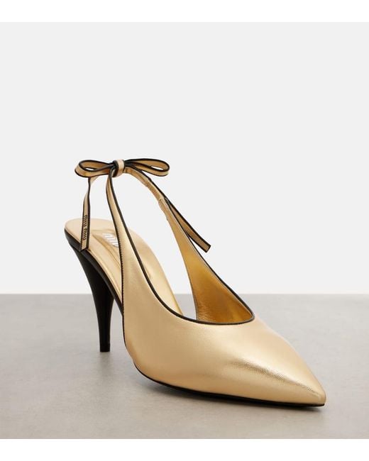 Miu Miu Metallic Leather Slingback Pumps