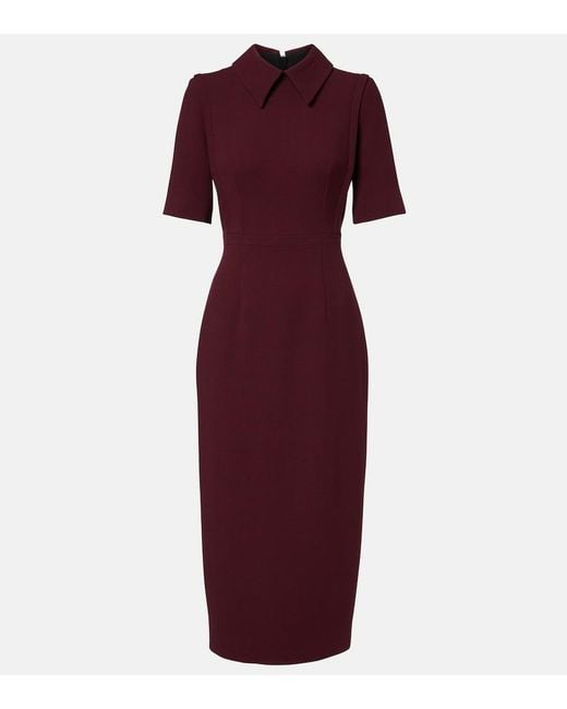 Emilia Wickstead Red Valletta Wool Crepe Midi Dress