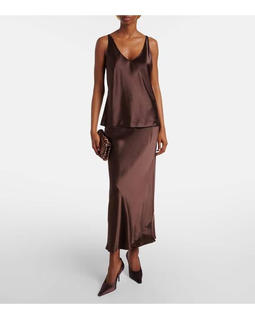 Dorothee Schumacher Brown Slipskirt Sense Of Shine Aus Seidensatin