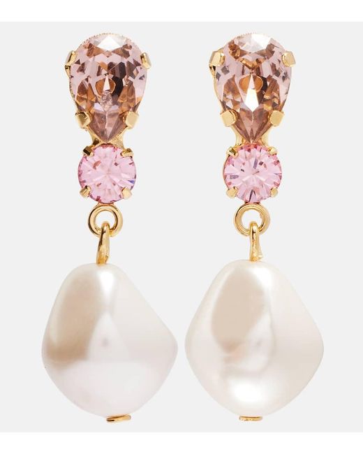 Jennifer Behr White Kristina-Plated Drop Earrings