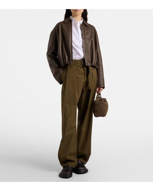 Loewe Brown Draped Leather Jacket