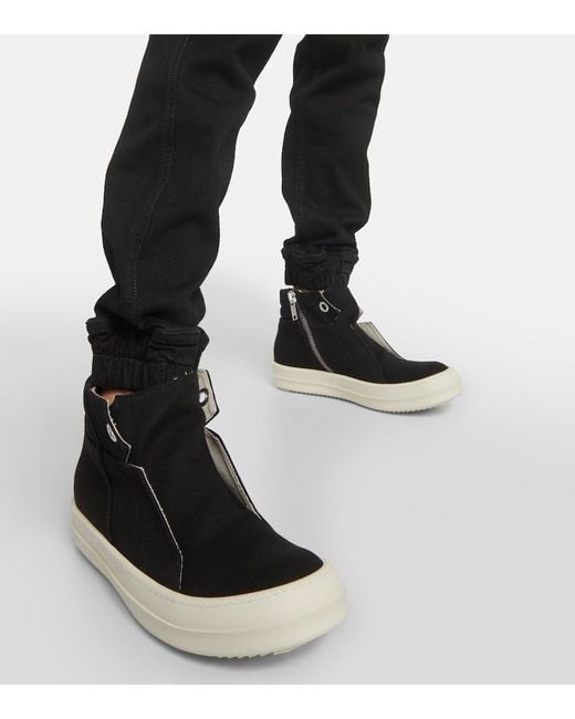 Rick Owens Black Dunk Denim High-Top Sneakers