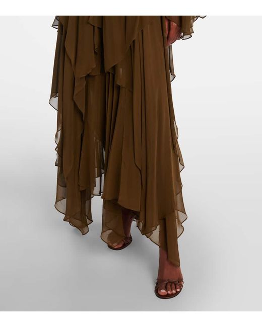 Zimmermann Brown Draped Silk Organza Gown