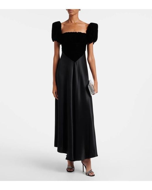 Robe Longue En Velours Et Satin De Soie Rodarte en coloris Black
