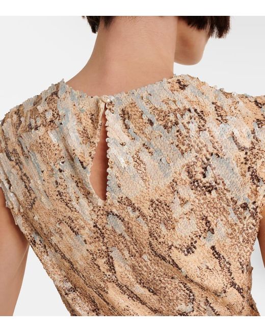 Dries Van Noten Natural Sequined Snake-Effect Gown
