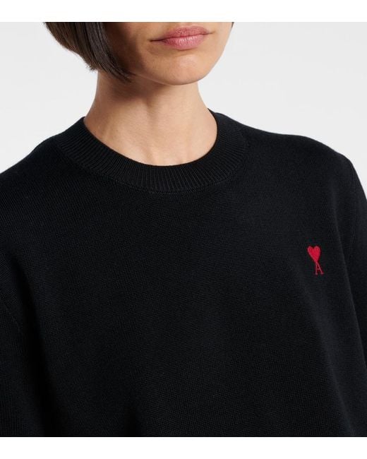 AMI Black Ami De Cour Wool Sweater