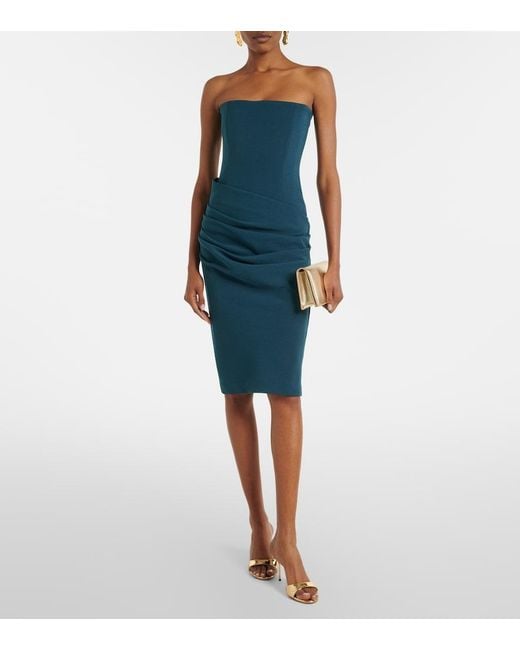 Alex Perry Green Ruched Crepe Corset Dress