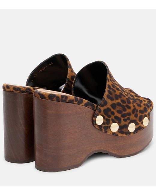 Gianvito Rossi Brown Ardea Leopard-Print Suede Wedge Mules