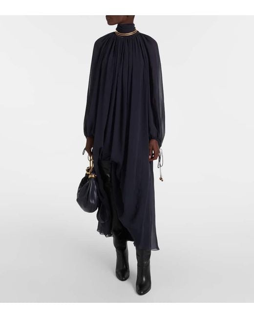 Chloé Blue Maxikleid Aus Seiden-Georgette