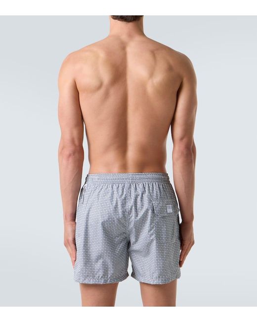 Fedeli Blue Madeira Printed Swim Trunks for men
