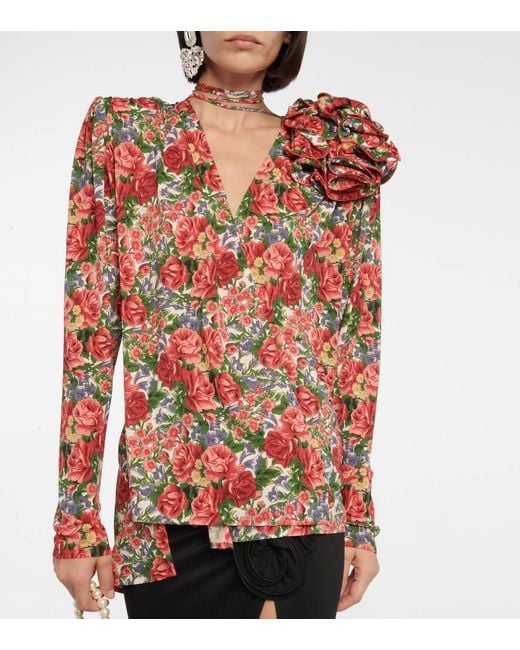 Magda Butrym Red Floral Blouse