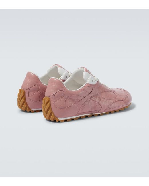 Bottega Veneta Pink Orbit Flash Leather Sneakers for men