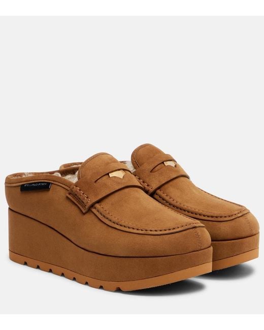 Stella McCartney Brown Sneak-Elyse Wedge Mules
