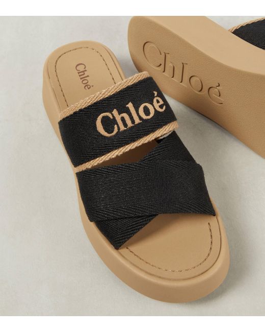 Chloé Black Mila 40mm Flatform Slides