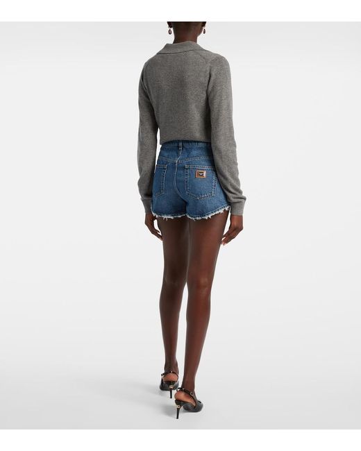 Dolce & Gabbana Blue Frayed Denim Shorts