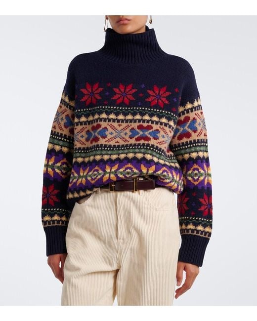 Polo Ralph Lauren Blue Wool-Blend Turtleneck Sweater