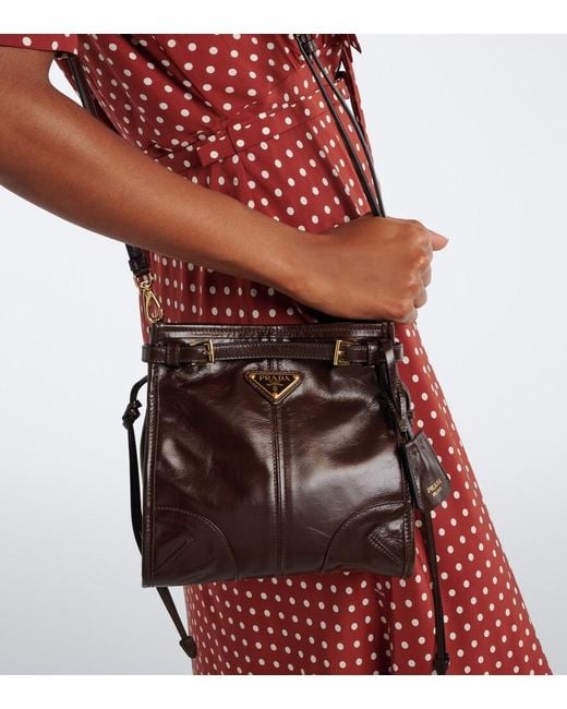 Prada Brown Bonnie Mini Leather Crossbody Bag