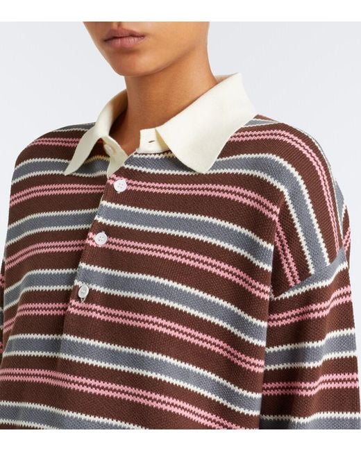 The Upside Red Wonder Striped Cotton Polo Sweater