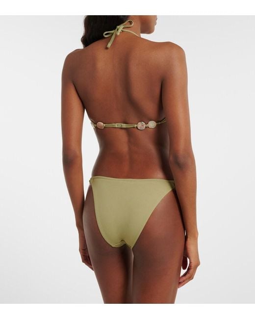 Eres Green Alva Embellished Bikini Top