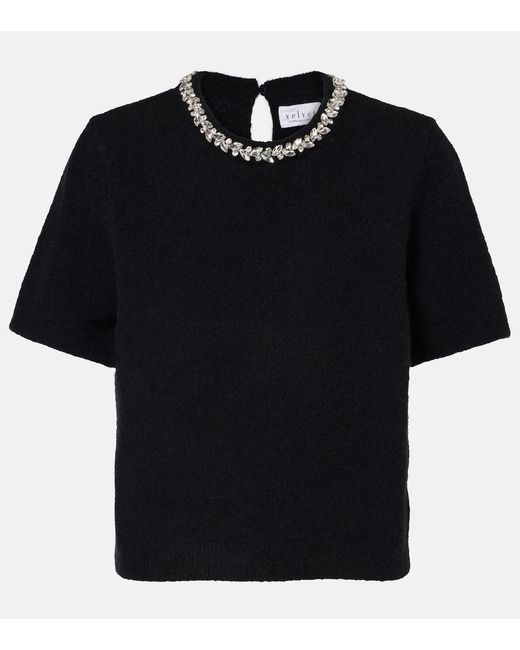 Velvet Black Layton Embellished Alpaca And Wool-Blend Top