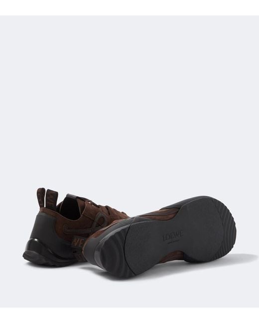 Loewe Brown Grip Anagram Suede Sneakers for men