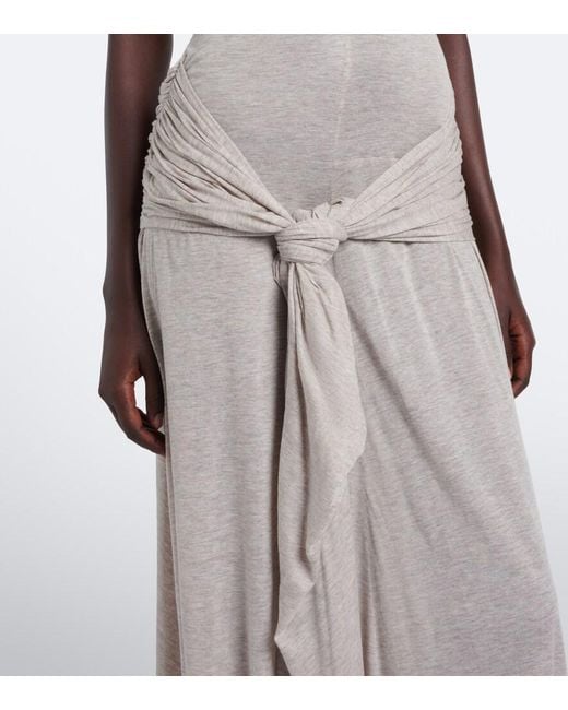 J.W. Anderson White Draped Jersey Maxi Dress