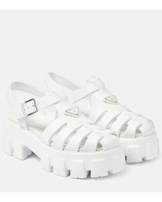 Prada White Rubber Platform Sandals 55