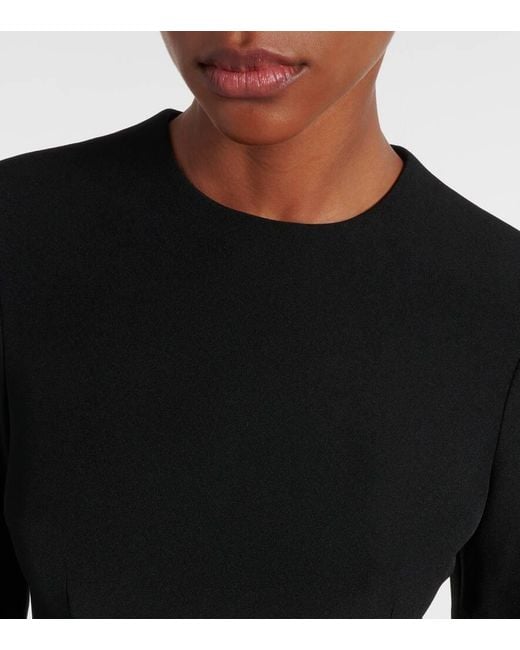 Safiyaa Black Belted Ruffled Crepe Gown