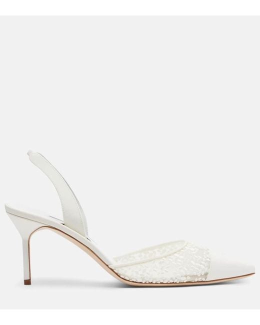 Pumps Slingback Capsli 70 di Manolo Blahnik in White