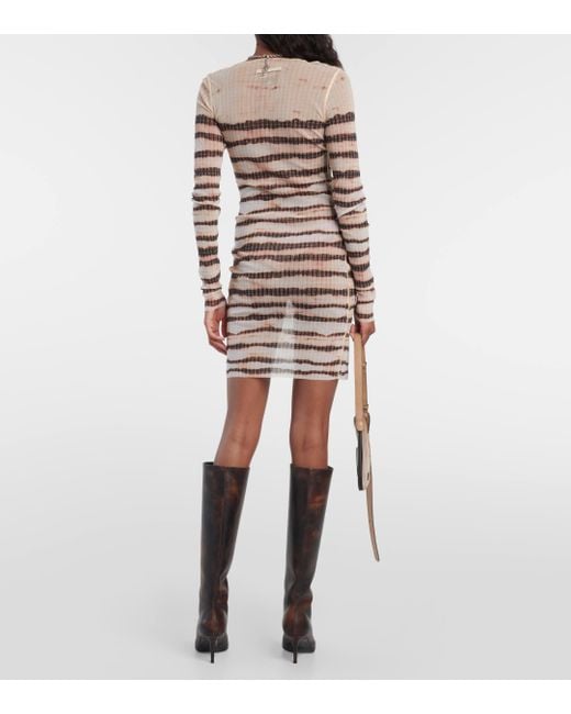 Jean Paul Gaultier Natural Mariniere Sheer Mini Dress In Ecru