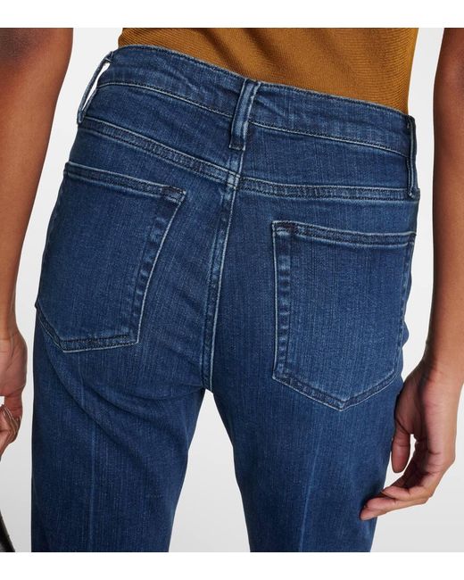 FRAME Blue High-Rise Flared Jeans Le Easy Flare