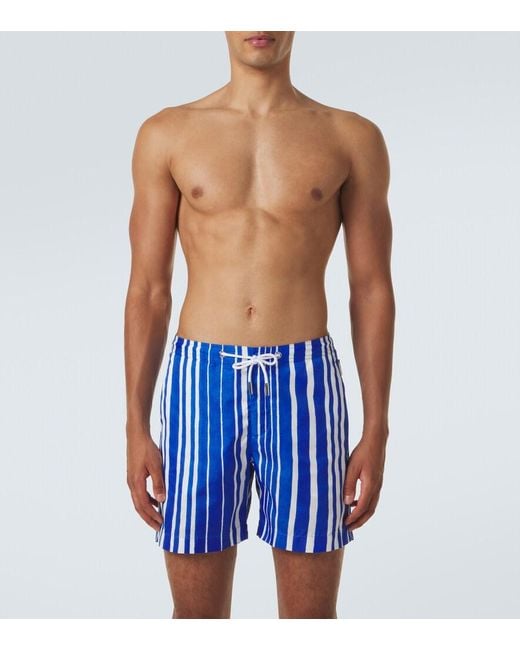 Orlebar Brown Blue Bulldog Striped Swim Trunks for men