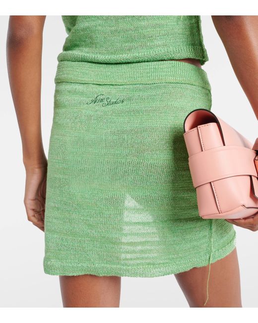 Acne Green Linen-blend Miniskirt