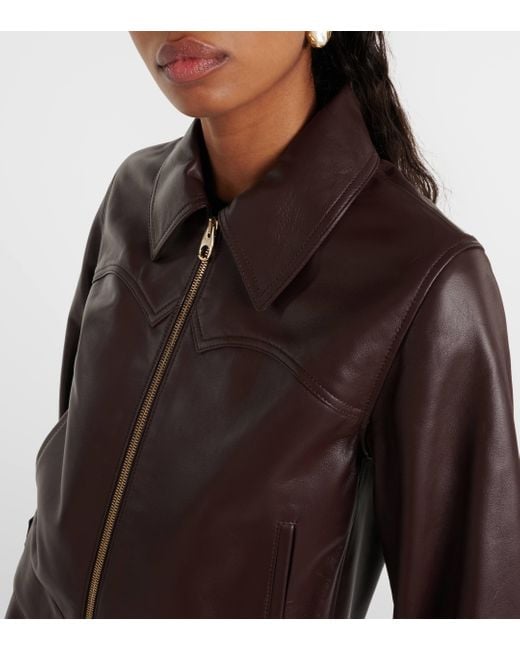 Chloé Brown Leather Jacket Casual Jackets, Parka