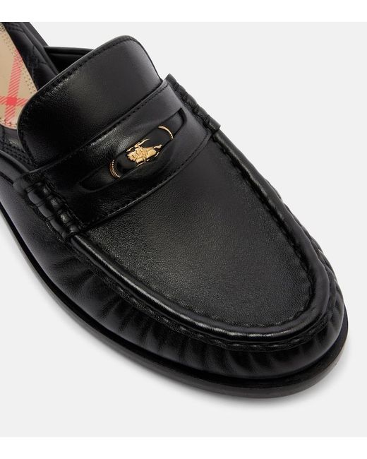 Burberry Black Leather Mules