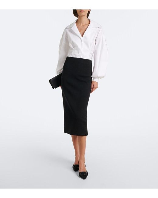 Carolina Herrera White Cotton-Blend Poplin Shirt